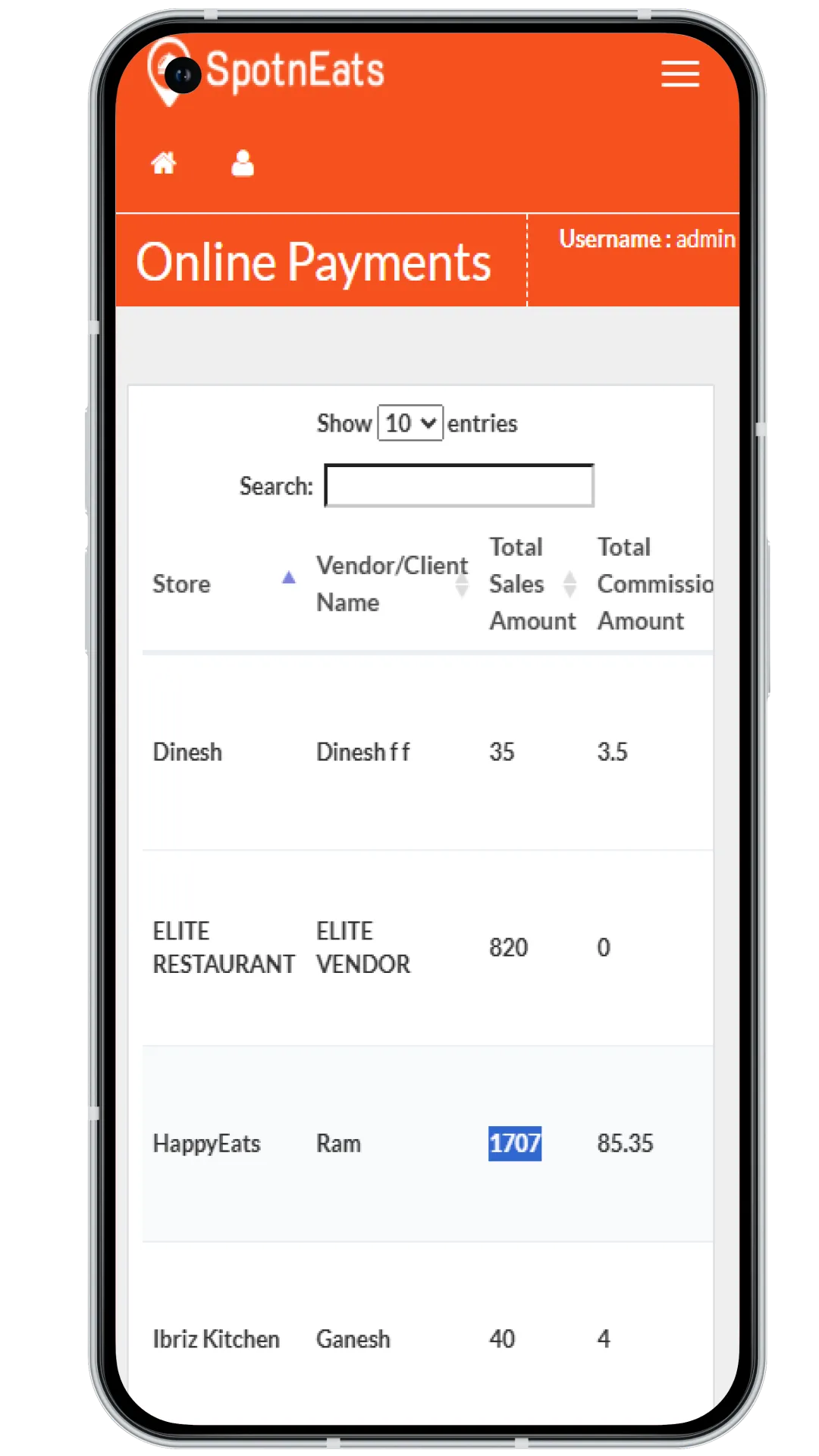 Food delivery admin dashboard