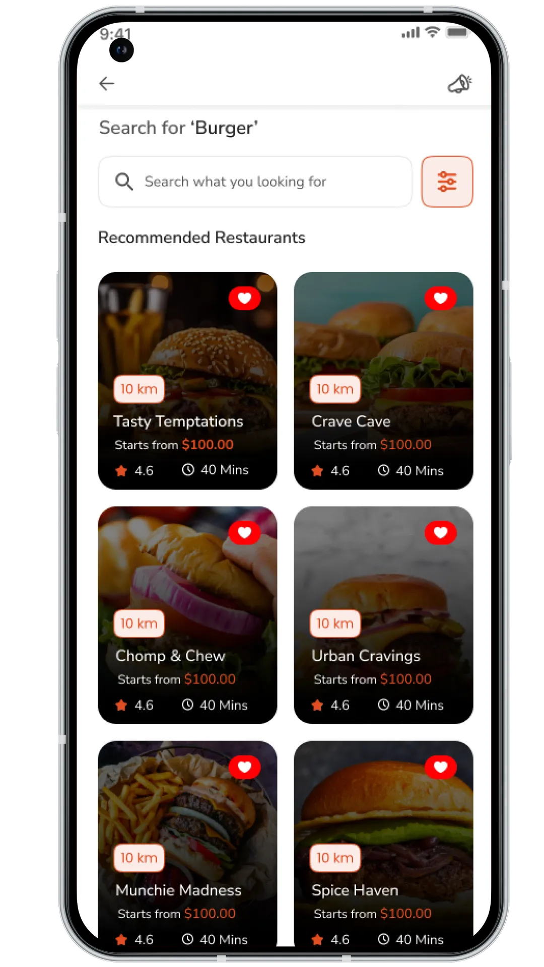 food delivery app searches