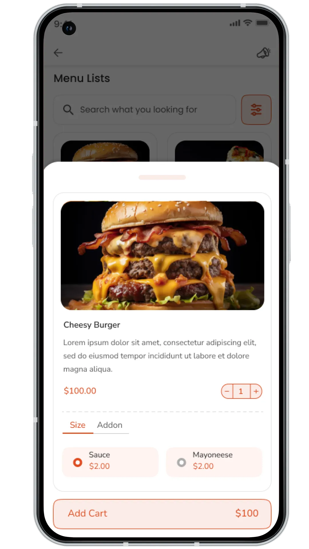 food delivery app user order