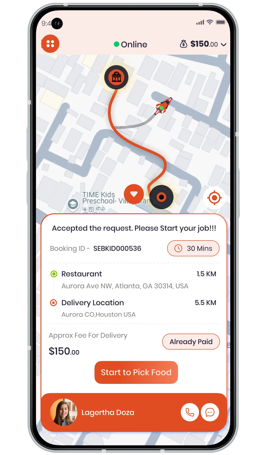 food delivery driver map