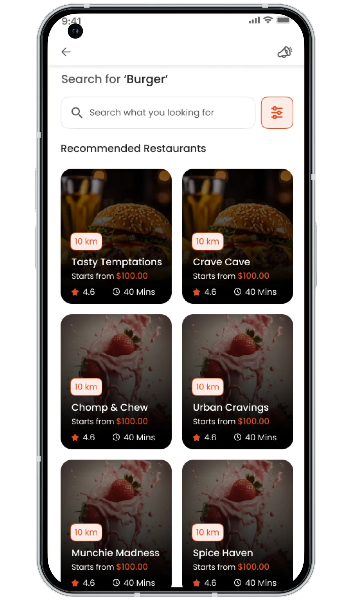 Grubhub Clone Restaurant search