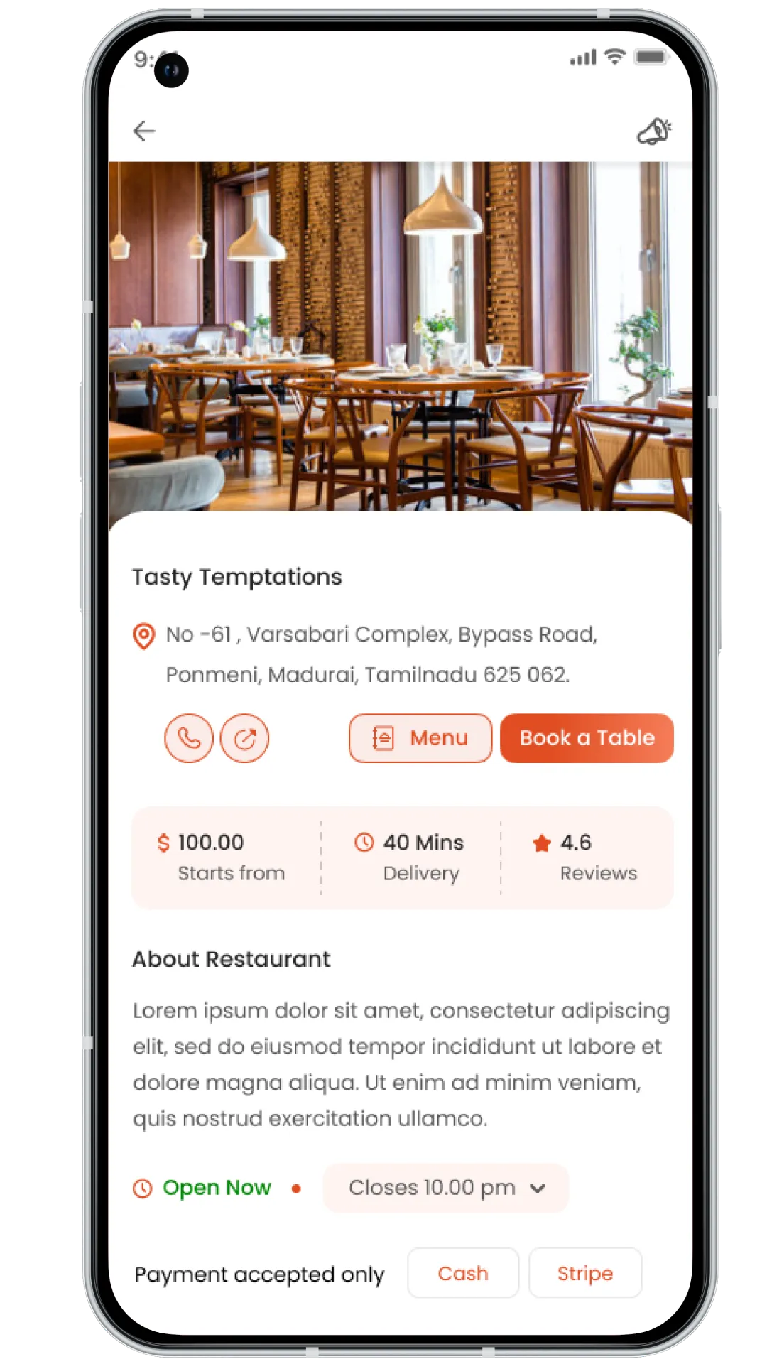 Grubhub Clone Restaurant check