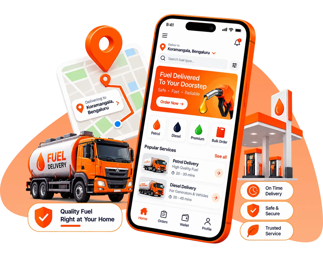 On-demand fuel delivery app development company solution