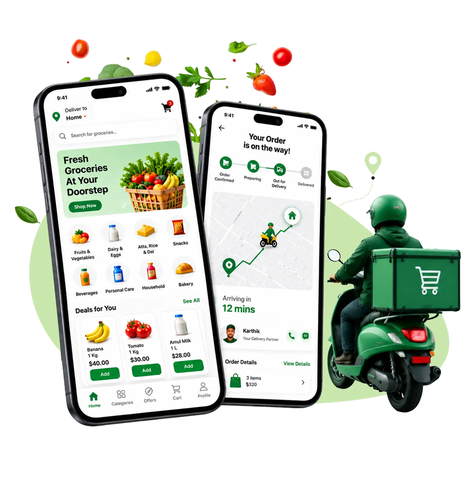 Grocery shopping app interface